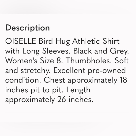 Oiselle Black and Gray Long Sleeve Tee-thumb holes, raglan sleeve, warm - Picture 7 of 7